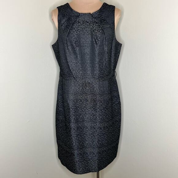 Evan Picone Dresses & Skirts - Vintage Evan Picone Sheath Dress 16 Womens Jacquard Black Pleated Work Event 90s